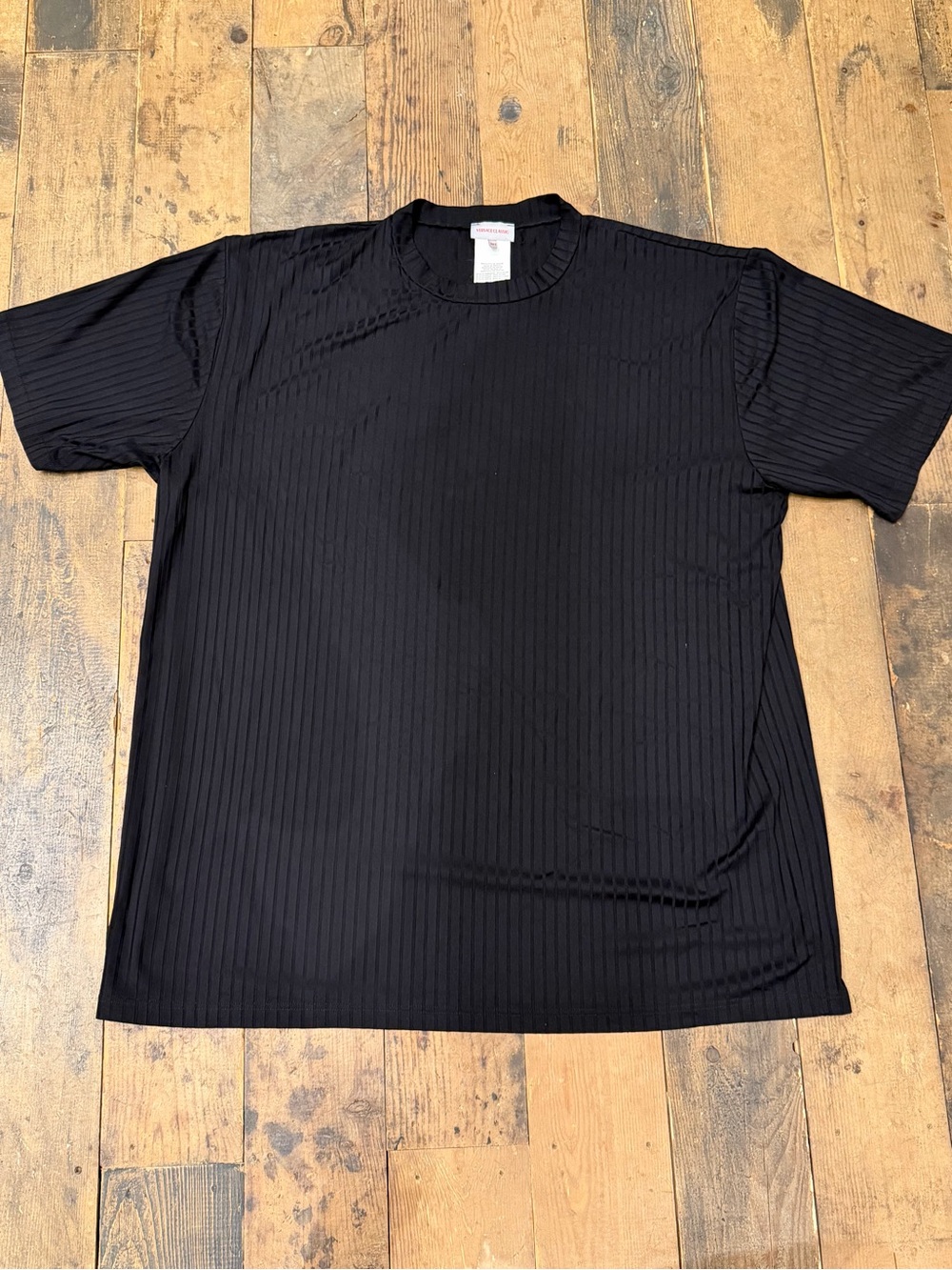 Versace Black Ribbed Short Sleeve Crewneck Tee